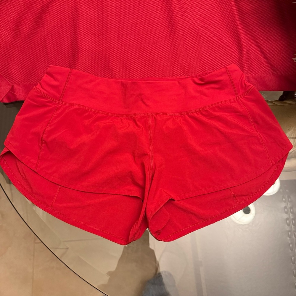 Lululemon Athletica Vibrant Red Athletic Shorts